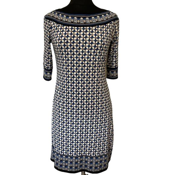 Max Studio Geometric Blue Bodycon Dress Size Medium - Picture 1 of 8